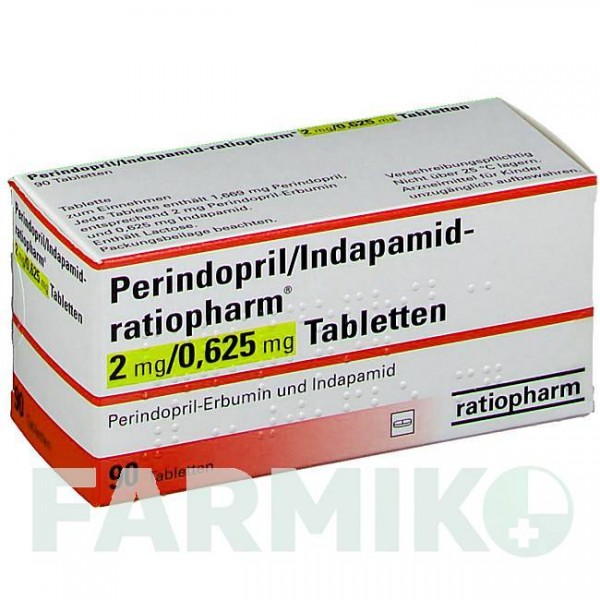 ПЕРИНДОПРИЛ (PERINDOPRIL) 2 мг/0,625 мг таблетки 90 шт - Периндоприл, Индапамид RATIOPHARM