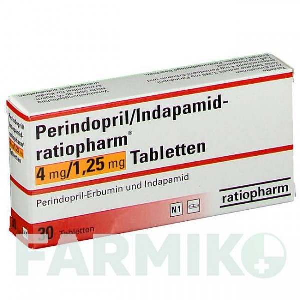 ПЕРИНДОПРИЛ (PERINDOPRIL) 4 мг/1,25 мг таблетки 30 шт - Периндоприл, Индапамид RATIOPHARM