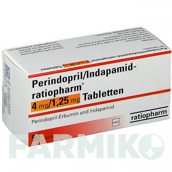 ПЕРИНДОПРИЛ (PERINDOPRIL) 4 мг/1,25 мг таблетки 90 шт - Периндоприл, Індапамід RATIOPHARM