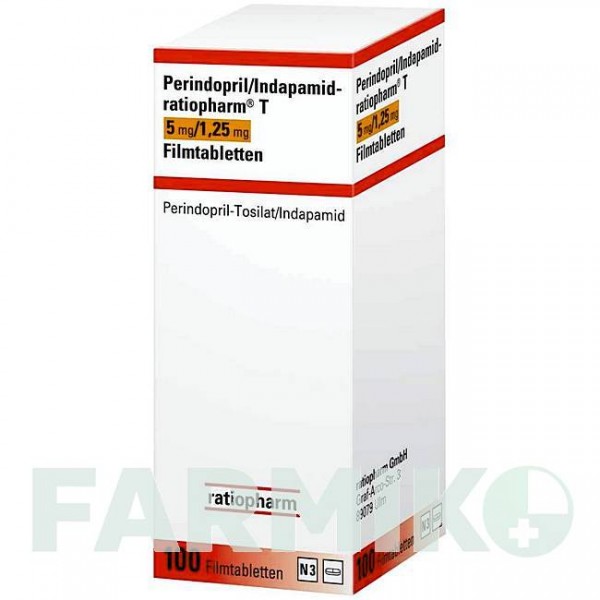 ПЕРИНДОПРИЛ (PERINDOPRIL) 5 мг/1,25 мг таблетки 100 шт - Периндоприл, Индапамид RATIOPHARM