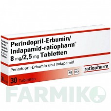 ПЕРИНДОПРИЛ (PERINDOPRIL) 8 мг/2,5 мг таблетки 30 шт - Периндоприл, Индапамид RATIOPHARM