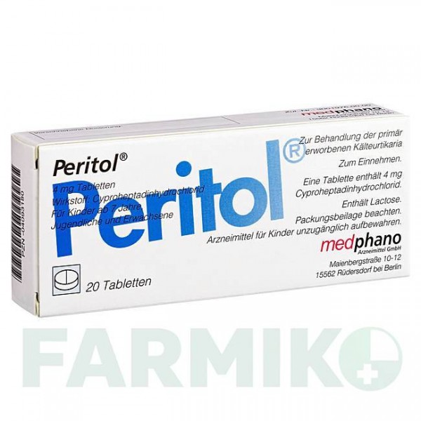 ПЕРИТОЛ (PERITOL) 4 мг таблетки 20 шт - Ципрогептадин MEDPHANO