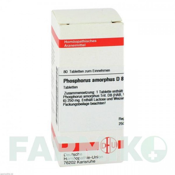 ФОСФОРУС АМОРФУС (PHOSPHORUS AMORPHUS) D 8 таблетки 80 шт - Гомеопатія DHU