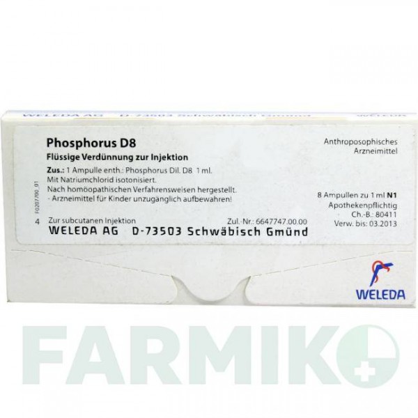 ФОСФОРУС (PHOSPHORUS) D 8 ампулы 8x1 мл - Гомеопатия WELEDA