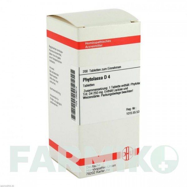 ФИТОЛАККА (PHYTOLACCA) D 4 таблетки 200 шт - Гомеопатия DHU