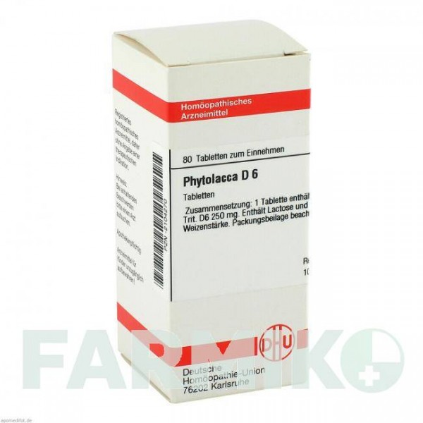 ФИТОЛАККА (PHYTOLACCA) D 6 таблетки 80 шт - Гомеопатия DHU