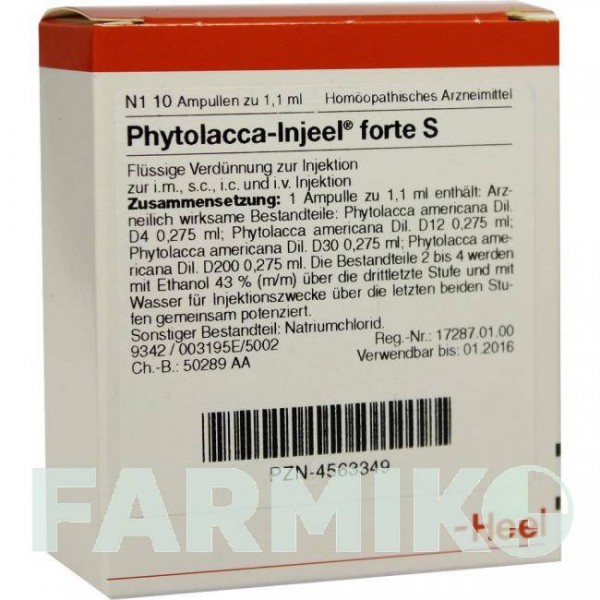 ФИТОЛАККА ИНЬЕЛЬ (PHYTOLACCA INJEEL) ампулы 10 шт - Гомеопатия BIOLOGISCHE HEILMITTEL HEEL