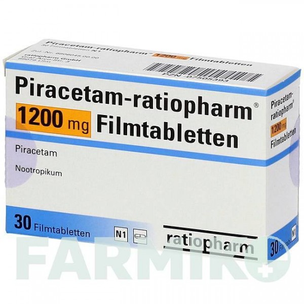 ПІРАЦЕТАМ (PIRACETAM) 1200 мг таблетки 30 шт - Пірацетам RATIOPHARM