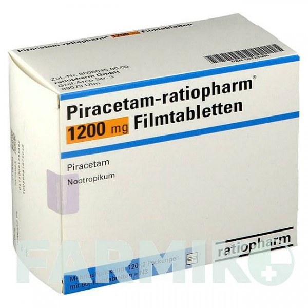 ПІРАЦЕТАМ (PIRACETAM) 1200 мг таблетки 120 шт - Пірацетам RATIOPHARM