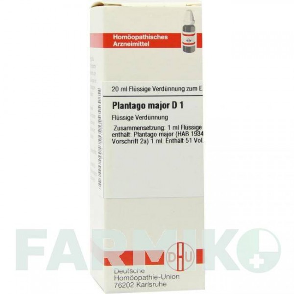 ПЛАНТАГО МАЙОР (PLANTAGO MAJOR) D 1 раствор 20 мл - Гомеопатия DHU