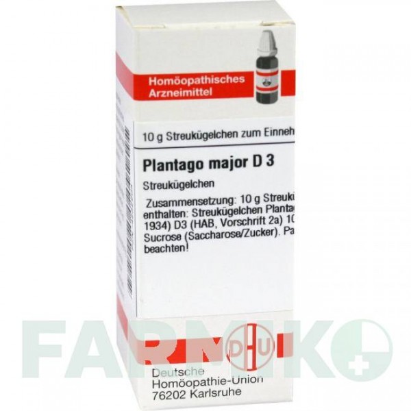 ПЛАНТАГО МАЙОР (PLANTAGO MAJOR) D 3 глобули 10 г - Гомеопатия DHU