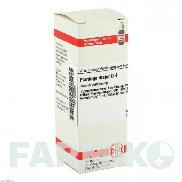 ПЛАНТАГО МАЙОР (PLANTAGO MAJOR) D 4 раствор 20 мл - Гомеопатия DHU