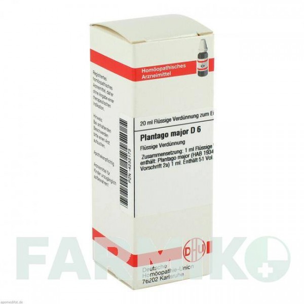 ПЛАНТАГО МАЙОР (PLANTAGO MAJOR) D 6 раствор 20 мл - Гомеопатия DHU