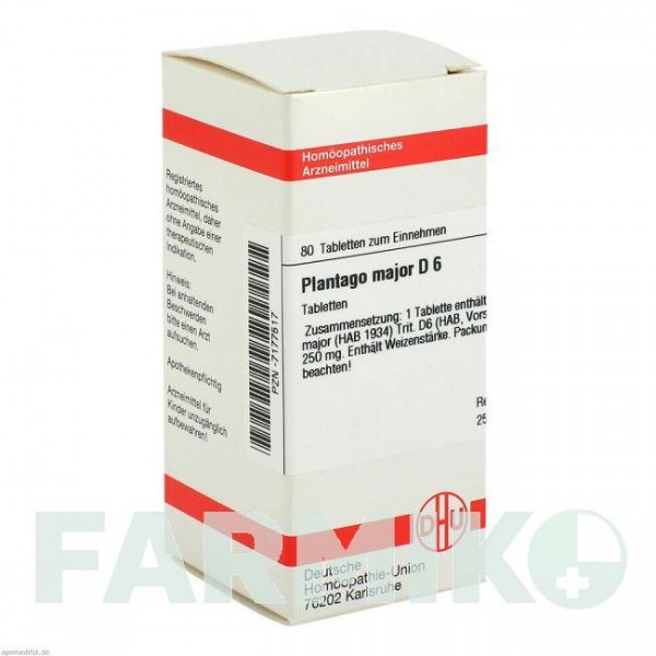 ПЛАНТАГО МАЙОР (PLANTAGO MAJOR) D 6 таблетки 80 шт - Гомеопатия DHU