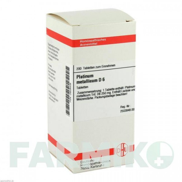 ПЛАТИНУМ МЕТАЛІКУМ (PLATINUM METALLICUM) D 6 таблетки 200 шт - Гомеопатія DHU