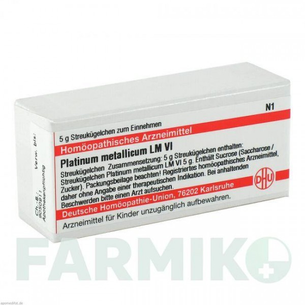 ПЛАТИНУМ МЕТАЛЛИКУМ (PLATINUM METALLICUM) LM VI глобули 5 г - Гомеопатия DHU