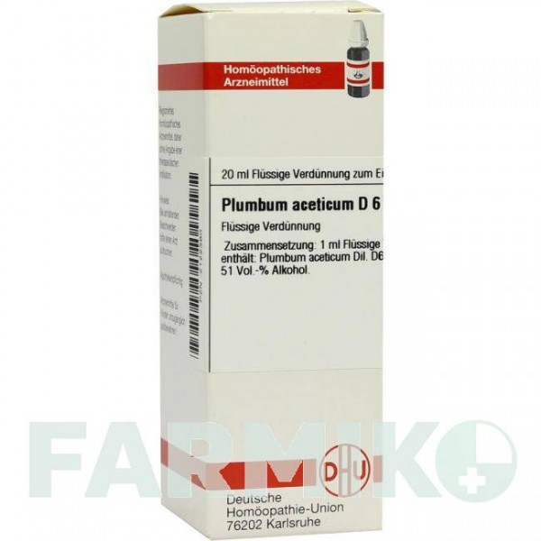 ПЛЮМБУМ АЦЕТИКУМ (PLUMBUM ACETICUM) D 6 розчин 20 мл - Гомеопатія DHU