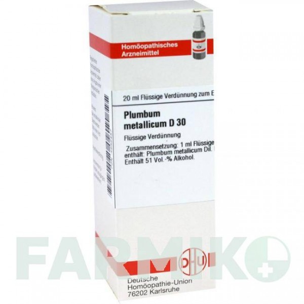 ПЛЮМБУМ МЕТАЛІКУМ (PLUMBUM METALLICUM) D 30 розчин 20 мл - Гомеопатія DHU