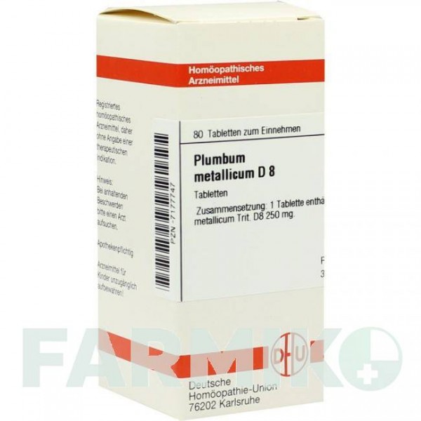 ПЛЮМБУМ МЕТАЛЛИКУМ (PLUMBUM METALLICUM) D 8 таблетки 80 шт - Гомеопатия DHU