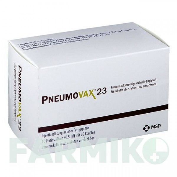ПНЕВМОВАКС (PNEUMOVAX) шприци 10x0,5 мл - Пневмококковый антиген MSD