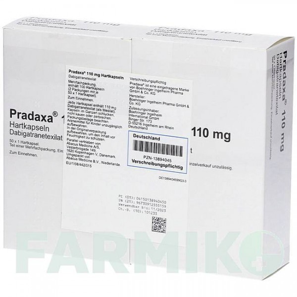ПРАДАКСА (PRADAXA) 110 мг капсулы 60 шт - Дабигатран этексилат ABACUS MEDICINE