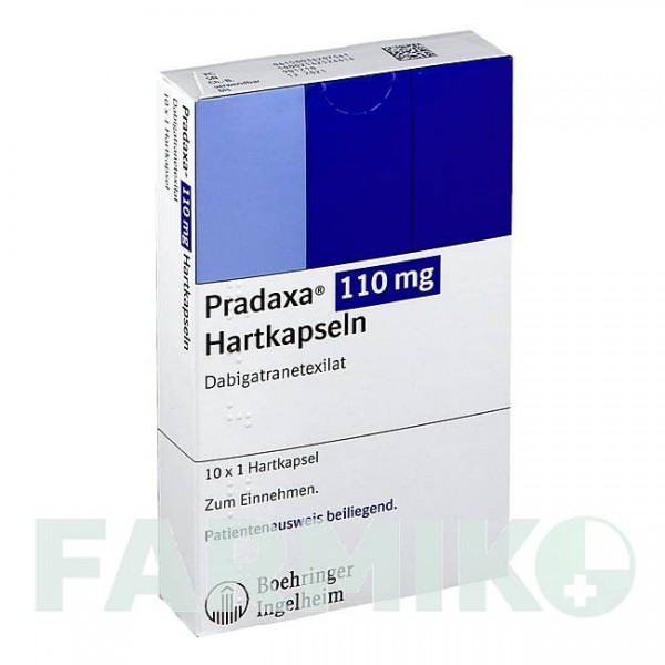 ПРАДАКСА (PRADAXA) 110 мг капсулы 10 шт - Дабигатран этексилат BOEHRINGER INGELHEIM