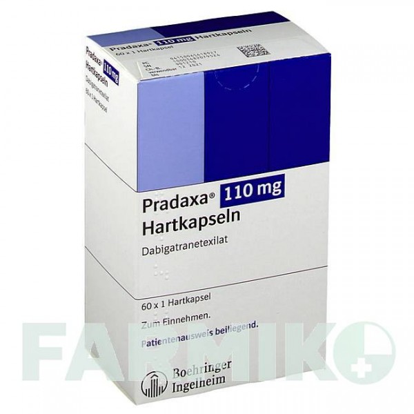 ПРАДАКСА (PRADAXA) 110 мг капсулы 60 шт - Дабигатран этексилат BOEHRINGER INGELHEIM