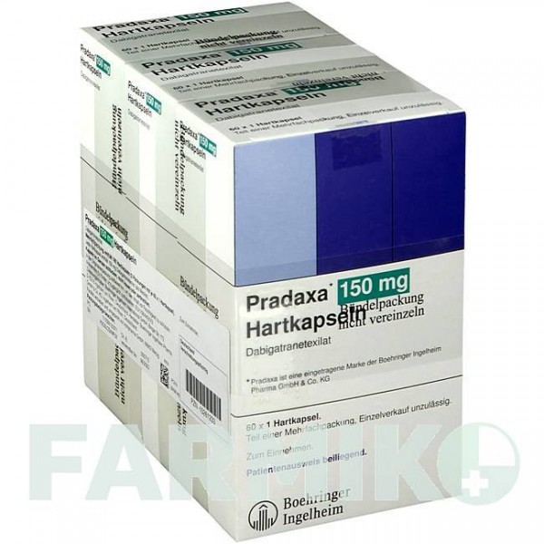 ПРАДАКСА (PRADAXA) 150 мг капсулы 180 шт - Дабигатран этексилат KOHLPHARMA