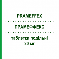ПРАМЕФФЕКС (PRAMEFFEX) 20 мг таблетки подільні 28 шт - Есциталопрам NEURAXPHARM