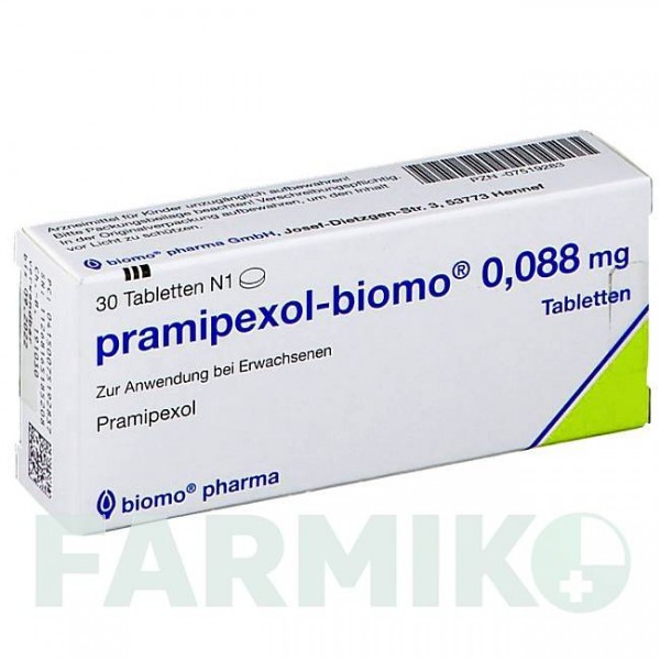 ПРАМИПЕКСОЛ (PRAMIPEXOL) 0,088 мг таблетки 30 шт - Прамипексол BIOMO PHARMA