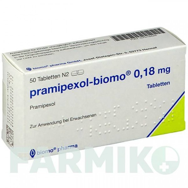 ПРАМІПЕКСОЛ (PRAMIPEXOL) 0,18 мг таблетки 50 шт - Праміпексол BIOMO PHARMA
