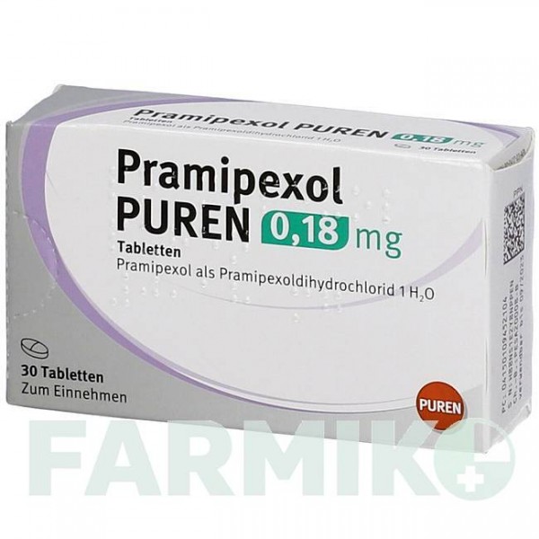 ПРАМИПЕКСОЛ (PRAMIPEXOL) 0,18 мг таблетки 30 шт - Прамипексол PUREN PHARMA