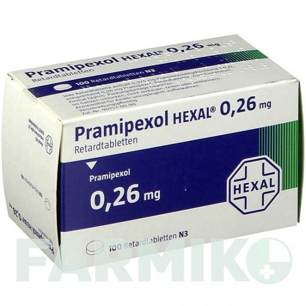 ПРАМИПЕКСОЛ (PRAMIPEXOL) 0,26 мг таблетки 100 шт - Прамипексол HEXAL
