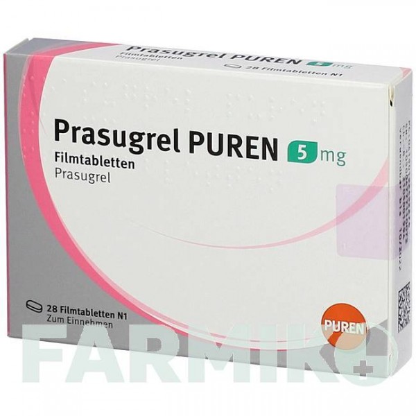 ПРАСУГРЕЛЬ (PRASUGREL) 5 мг таблетки 28 шт - Прасугрел PUREN PHARMA