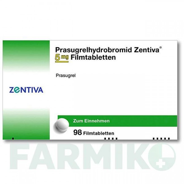 ПРАСУГРЕЛЬ ГІДРОБРОМІД (PRASUGRELHYDROBROMID) 5 мг таблетки 98 шт - Прасугрел ZENTIVA