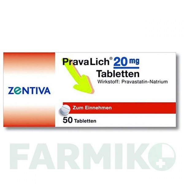 ПРАВАЛИХ (PRAVALICH) 20 мг таблетки 50 шт - Правастатин ZENTIVA