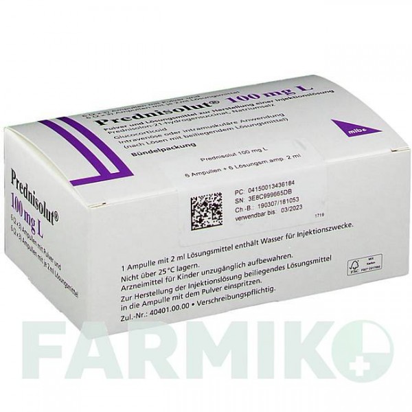 ПРЕДНИЗОЛЮТ (PREDNISOLUT) 100 мг порошок 6 шт - Преднизолон MIBE