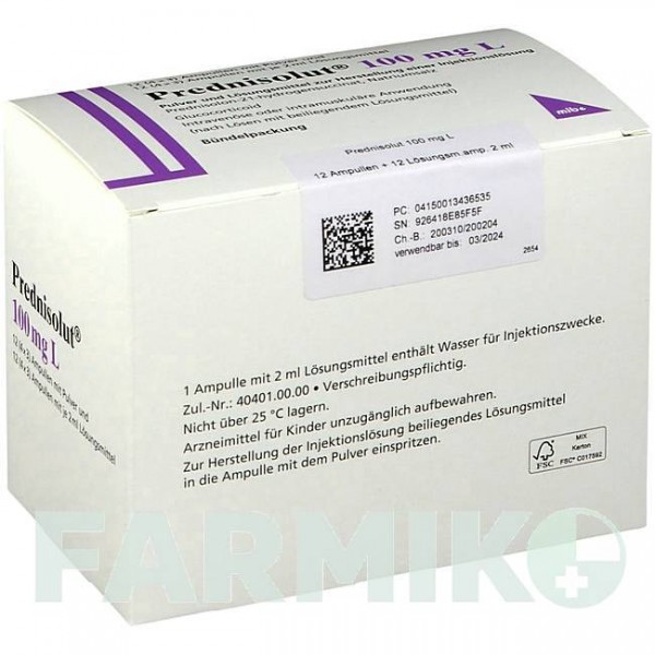 ПРЕДНИЗОЛЮТ (PREDNISOLUT) 100 мг порошок 12 шт - Преднизолон MIBE