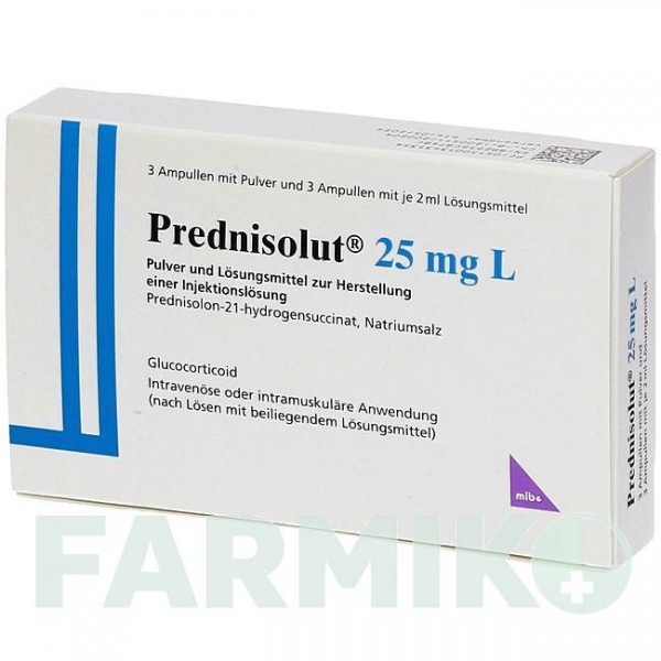 ПРЕДНИЗОЛЮТ (PREDNISOLUT) 25 мг порошок 3 шт - Преднизолон MIBE