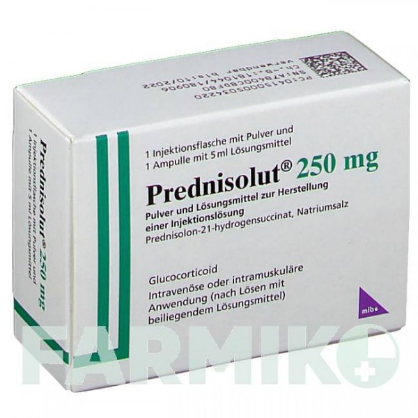 ПРЕДНІЗОЛЮТ (PREDNISOLUT) 250 мг порошок 1 шт - Преднізолон MIBE