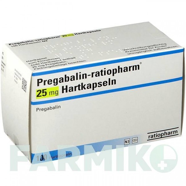 ПРЕГАБАЛИН (PREGABALIN) 25 мг капсулы 100 шт - Прегабалин RATIOPHARM