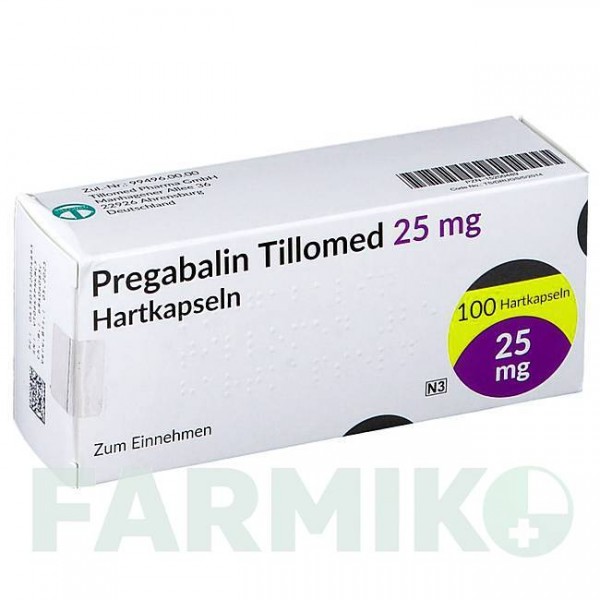ПРЕГАБАЛІН (PREGABALIN) 25 мг капсули 100 шт - Прегабалін TILLOMED
