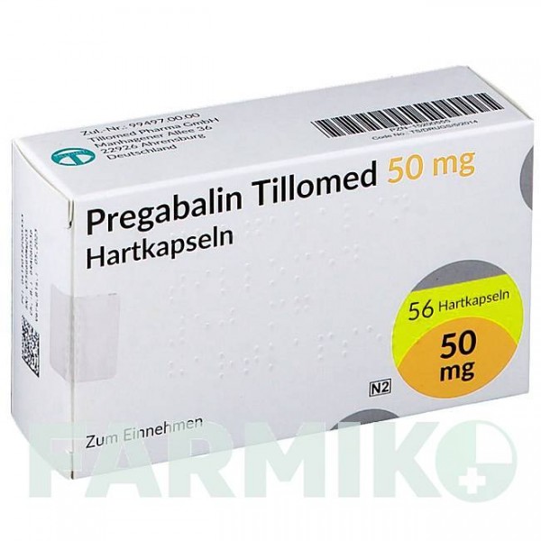 ПРЕГАБАЛИН (PREGABALIN) 50 мг капсулы 56 шт - Прегабалин TILLOMED