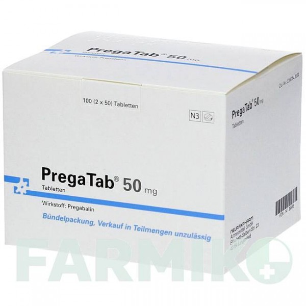 ПРЕГАТАБ (PREGATAB) 50 мг таблетки 100 шт - Прегабалин NEURAXPHARM