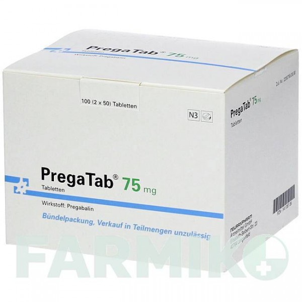 ПРЕГАТАБ (PREGATAB) 75 мг таблетки 100 шт - Прегабалин NEURAXPHARM
