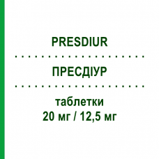 ПРЕСДІУР (PRESDIUR) 20 мг/12,5 мг таблетки 28 шт - Олмесартан, Діуретик LAB CT