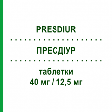 ПРЕСДІУР (PRESDIUR) 40 мг/12,5 мг таблетки 28 шт - Олмесартан, Діуретик LAB CT