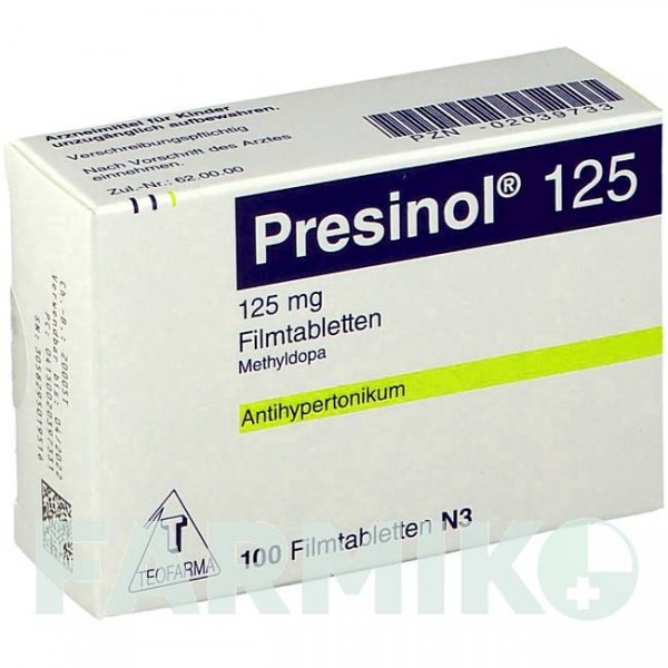 ПРЕСИНОЛ (PRESINOL) 125 таблетки 100 шт - Метилдопа TEOFARMA