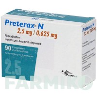 ПРЕТЕРАКС (PRETERAX) 2,5 мг/0,625 мг таблетки 90 шт - Периндоприл, Індапамід ACA MULLER-ADAG PHARMA