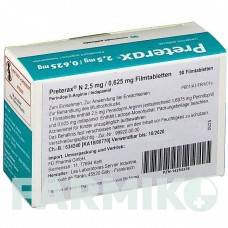 ПРЕТЕРАКС (PRETERAX) 2,5 мг/0,625 мг таблетки 90 шт - Периндоприл, Индапамид FD PHARMA